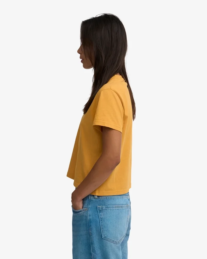 Bio-T-Shirt mit geradem, kurz geschnittenem Schnitt – gebranntes Gelb
