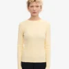 Bio-T-Shirt mit Rippbündchen und langen Ärmeln für Damen – Zartgelb