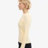Bio-T-Shirt mit Rippbündchen und langen Ärmeln für Damen – Zartgelb