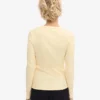 Bio-T-Shirt mit Rippbündchen und langen Ärmeln für Damen – Zartgelb