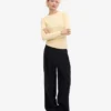 Bio-T-Shirt mit Rippbündchen und langen Ärmeln für Damen – Zartgelb