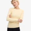 Bio-T-Shirt mit Rippbündchen und langen Ärmeln für Damen – Zartgelb