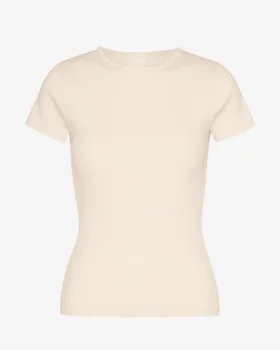 Bio-T-Shirt mit Rippmuster – Elfenbeinweiß