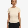 Bio-T-Shirt mit Rippmuster – Elfenbeinweiß