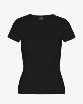 Bio-T-Shirt mit Rippmuster – Tiefschwarz