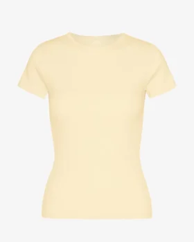 Bio-T-Shirt mit Rippmuster – Zartgelb