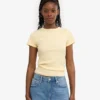 Bio-T-Shirt mit Rippmuster – Zartgelb