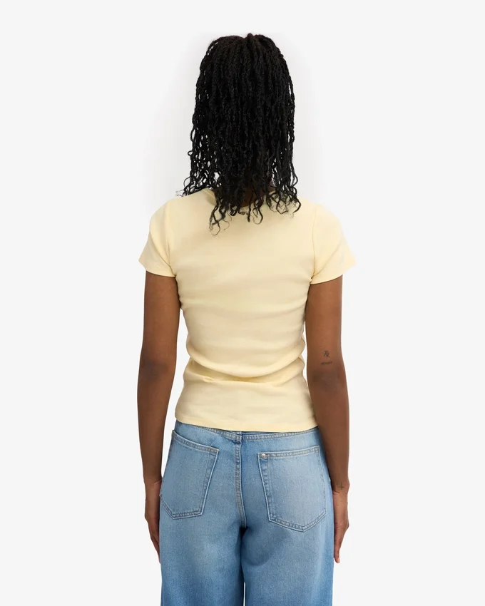 Bio-T-Shirt mit Rippmuster – Zartgelb