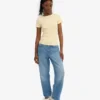 Bio-T-Shirt mit Rippmuster – Zartgelb