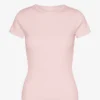 Bio-T-Shirt mit Rippstrick – Ausgewaschenes Rosa