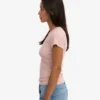 Bio-T-Shirt mit Rippstrick – Ausgewaschenes Rosa