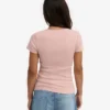 Bio-T-Shirt mit Rippstrick – Ausgewaschenes Rosa