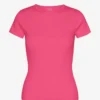 Bio-T-Shirt mit Rippstrick – Bubblegum-Pink