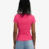 Bio-T-Shirt mit Rippstrick – Bubblegum-Pink