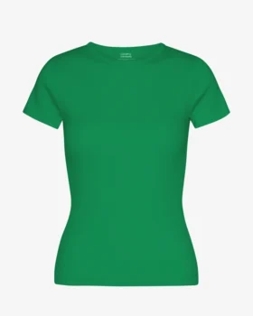 Bio-T-Shirt mit Rippstrick – Kellygrün