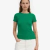Bio-T-Shirt mit Rippstrick – Kellygrün