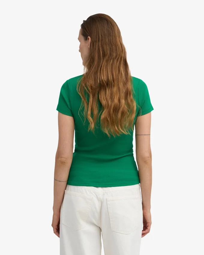 Bio-T-Shirt mit Rippstrick – Kellygrün