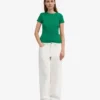 Bio-T-Shirt mit Rippstrick – Kellygrün