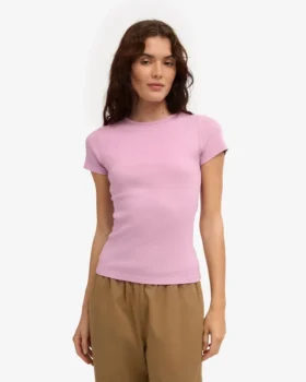 Bio-T-Shirt mit Rippstrick – Kirschblüte