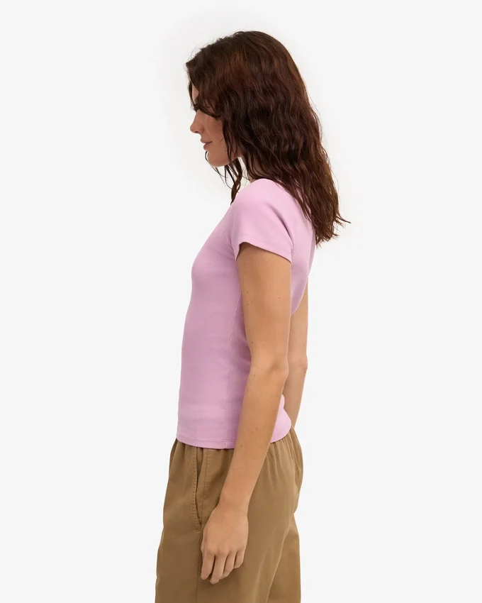 Bio-T-Shirt mit Rippstrick – Kirschblüte