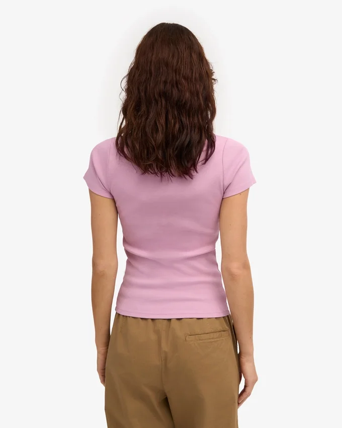 Bio-T-Shirt mit Rippstrick – Kirschblüte