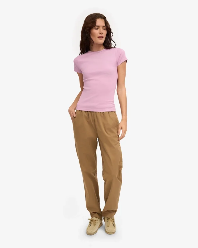 Bio-T-Shirt mit Rippstrick – Kirschblüte