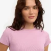 Bio-T-Shirt mit Rippstrick – Kirschblüte