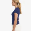Bio-T-Shirt mit Rippstrick – Marineblau