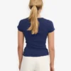 Bio-T-Shirt mit Rippstrick – Marineblau