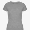 Bio-T-Shirt mit Rippstrick – Meliertes Grau