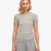 Bio-T-Shirt mit Rippstrick – Meliertes Grau