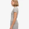 Bio-T-Shirt mit Rippstrick – Meliertes Grau