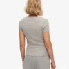 Bio-T-Shirt mit Rippstrick – Meliertes Grau