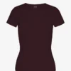 Bio-T-Shirt mit Rippstrick – Oxblood-Rot