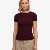 Bio-T-Shirt mit Rippstrick – Oxblood-Rot