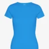 Bio-T-Shirt mit Rippstrick – Pazifikblau