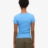 Bio-T-Shirt mit Rippstrick – Pazifikblau