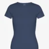 Bio-T-Shirt mit Rippstrick – Petrolblau