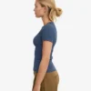 Bio-T-Shirt mit Rippstrick – Petrolblau