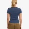 Bio-T-Shirt mit Rippstrick – Petrolblau