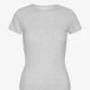 Bio-T-Shirt mit Rippstrick – Schneeweiß meliert