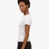 Bio-T-Shirt mit Rippstrick – Schneeweiß meliert