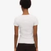 Bio-T-Shirt mit Rippstrick – Schneeweiß meliert