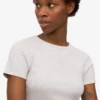 Bio-T-Shirt mit Rippstrick – Schneeweiß meliert