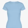 Bio-T-Shirt mit Rippstrick – Seaside Blue