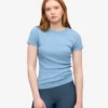 Bio-T-Shirt mit Rippstrick – Seaside Blue