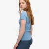 Bio-T-Shirt mit Rippstrick – Seaside Blue