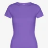 Bio-T-Shirt mit Rippstrick – Ultraviolett