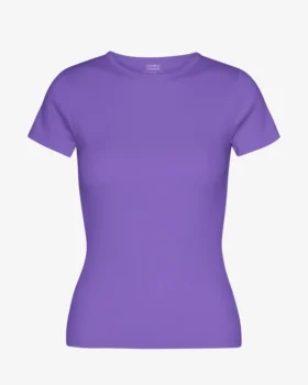 Bio-T-Shirt mit Rippstrick – Ultraviolett
