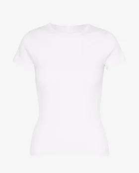 Bio-T-Shirt mit Rippstruktur – Optisches Weiß